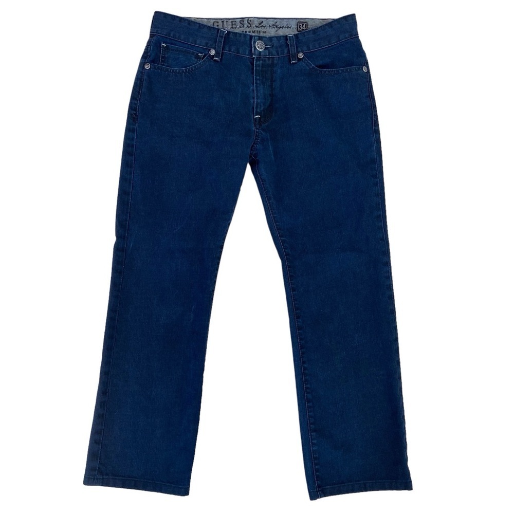Guess Premium men jeans Lincoln slim dark blue 100% cotton denim in size 34
